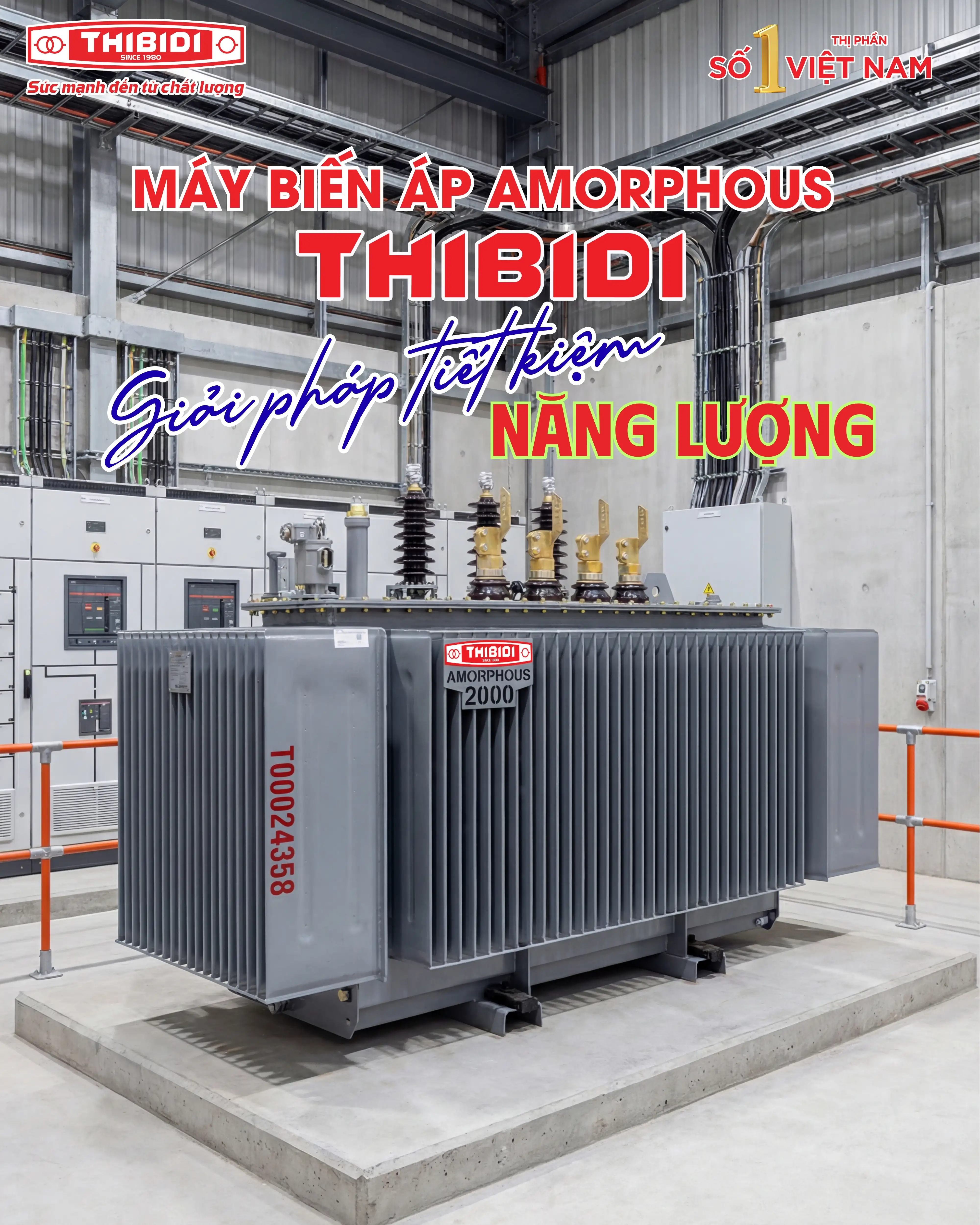 máy biến áp amorphous THIBIDI giảm tổn hao không tải, tiết kiệm điện năng, giảm khí thải Co2 ra môi trường