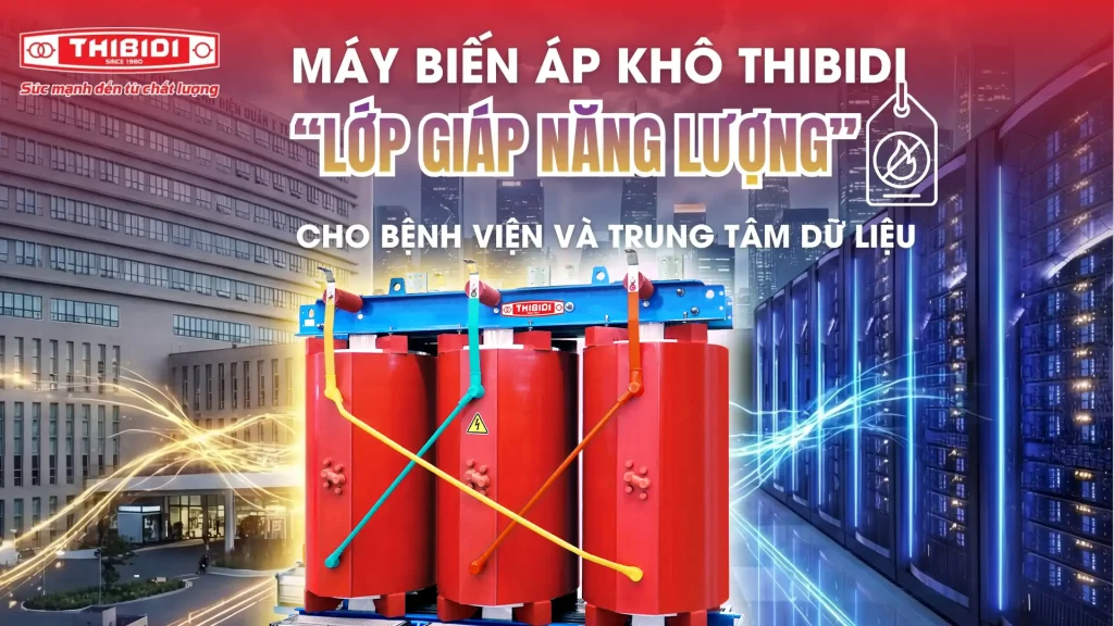 Máy biến áp khô THIBIDI được ưu dùng tại bệnh viện và trung tâm dữ liệu nhờ khả năng chống cháy nổ tuyệt đối, hạn chế sự lan rộng của ngọn lửa và khói độc, cùng khả năng vận hành bền bỉ 24/7 trong môi trường khắt khe.
