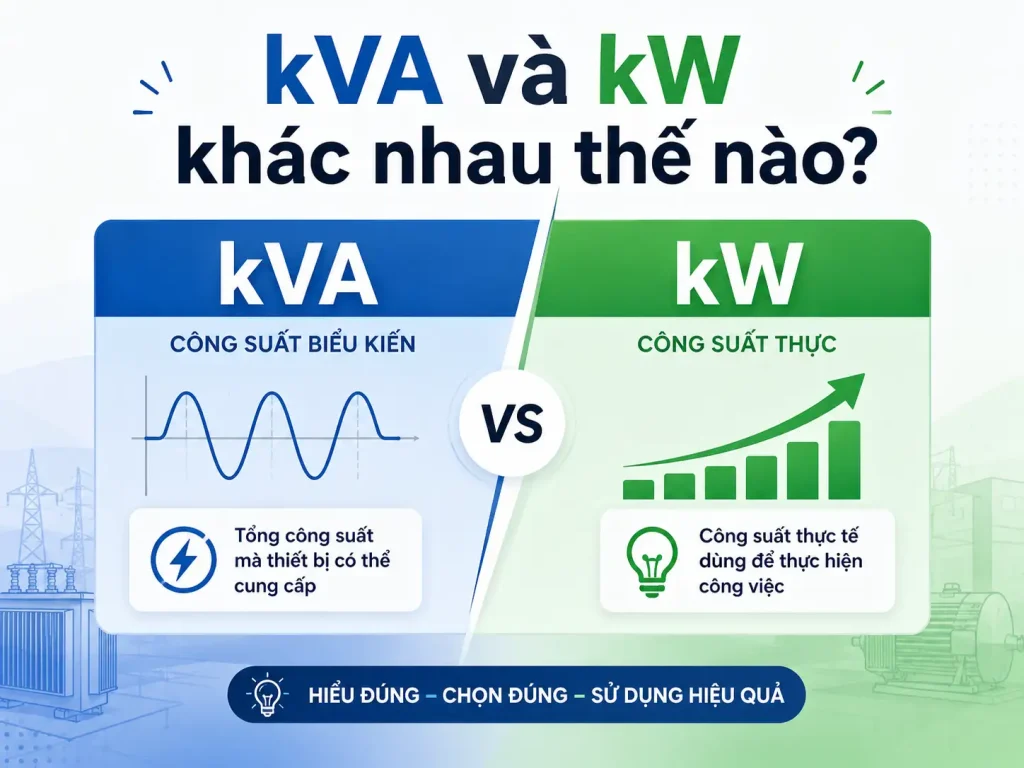 kVA và kW khác nhau thế nào?