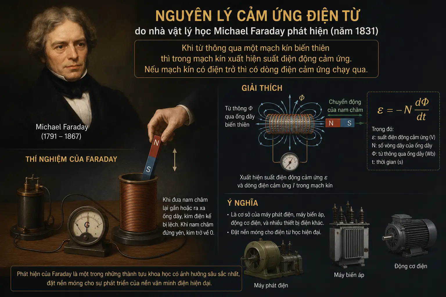 Máy biến áp hoạt động thế nào? Nguyên lý cảm ứng điện từ do nhà vật lý học Michael Faraday phát hiện